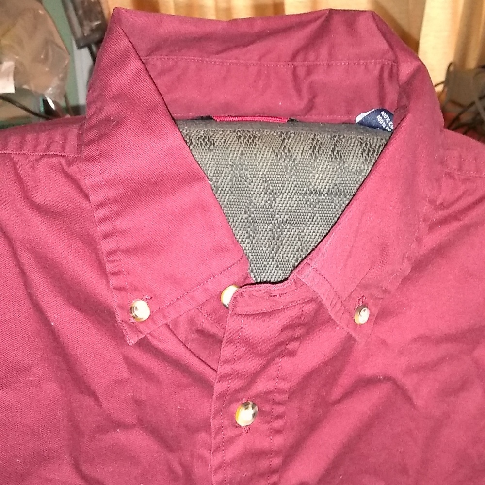Men's Timber Creek Wrangler, Button Down Shirt, Burgundy, Size XL, 100% … - Picture 4 of 8
